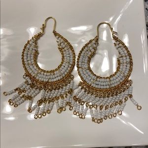 Beaded white earrings